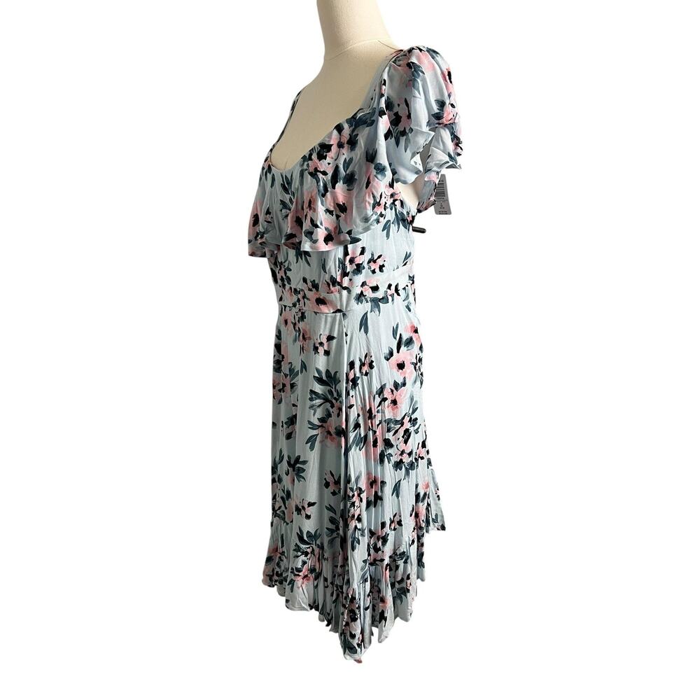 Torrid Floral Sundress Womens 2X Plus Blue Cold Shoulder Ruffle Midi Boho Summer - Picture 5 of 12